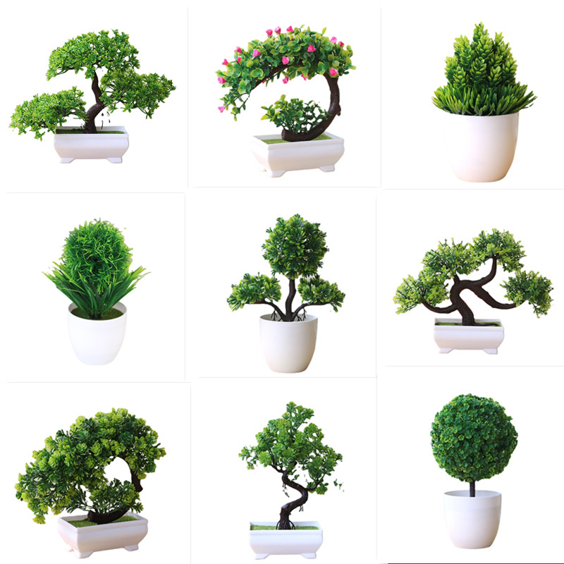 Bonsai Garden Sushi - 1 PC พืชประดิษฐ์บอนไซต้นไม้ขนาดเล็กพืชจําลองดอกไม้ปลอมตาราง Potted เครื่องประดับตกแต่งบ้านโรงแรม Garden