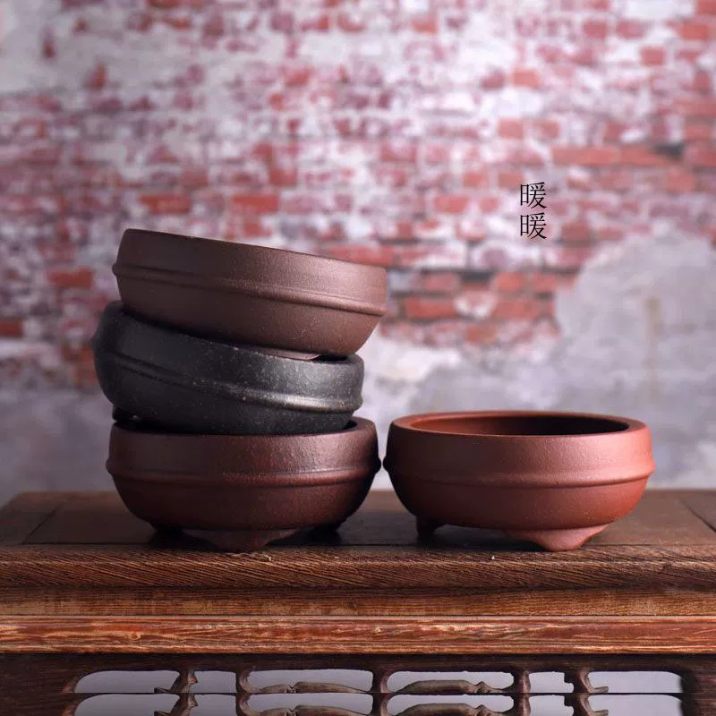 Bonsai Garden Chinese Garden - กระถางบอนไซเซรามิกทรงรอบเอวแบบวงกลมโต๊ะในห้องแบบจีนโบราณโต๊ะเครื่องประดับโต๊ะในบ้านสวนแบบหอพัก