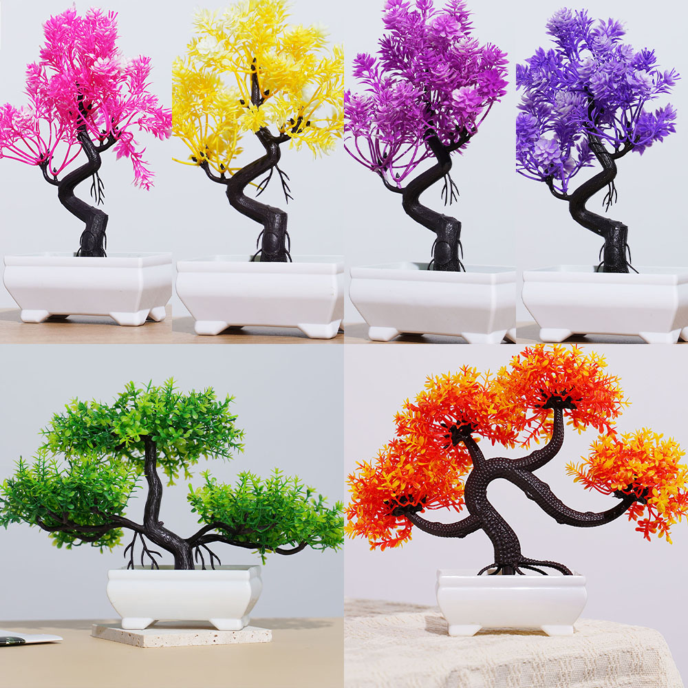 Bonsai Garden Sushi - พลาสติกประดิษฐ์พืชบอนไซต้นไม้ขนาดเล็กหม้อกระถางดอกไม้สวนปลอม Arrangement Room เครื่องประดับตกแต่งบ้านตาราง
