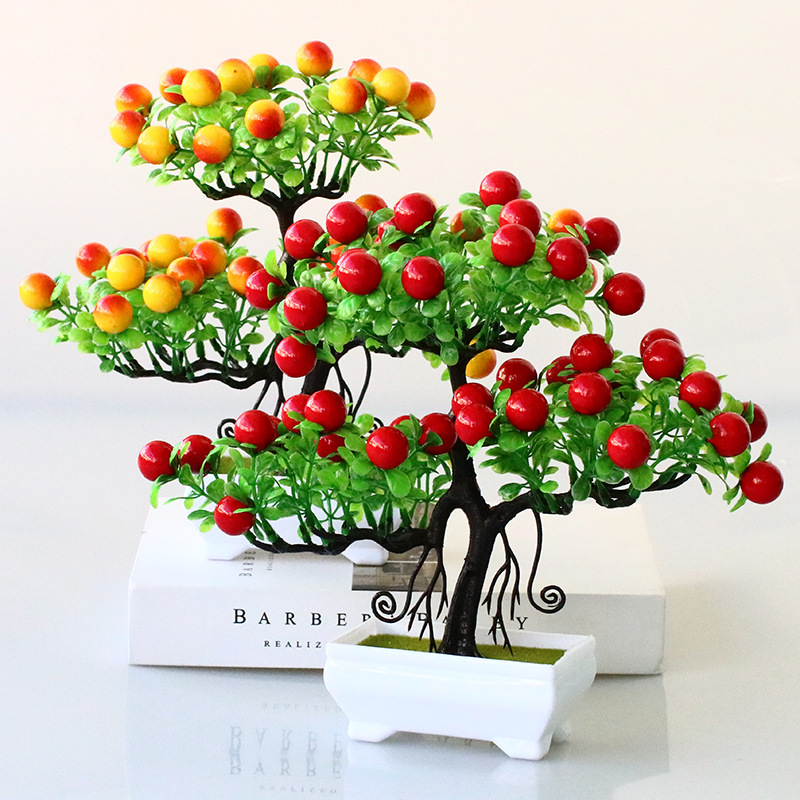 Bonsai Garden Sushi - พืชประดิษฐ์บอนไซต้นไม้ขนาดเล็กหม้อปลอมดอกไม้ความมั่งคั่งผลไม้ Potted เครื่องประดับสําหรับ Home Room ตารางโรงแรม