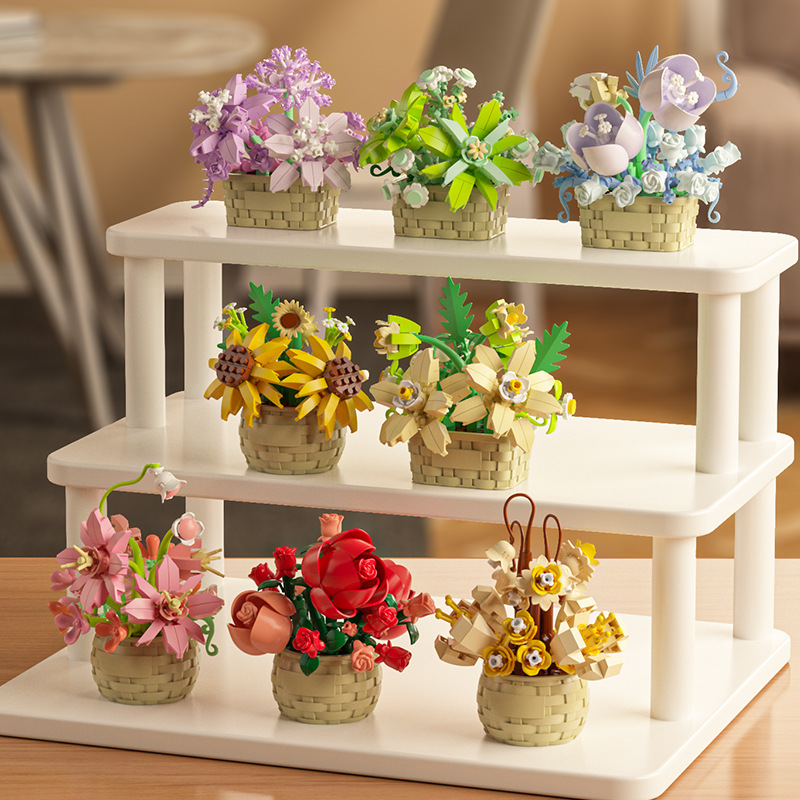 Bonsai Garden Lego Set - ชุดตัวต่อ DIY MOC ต้นกุหลาบ ทานตะวัน ไม้อวบน้ำ