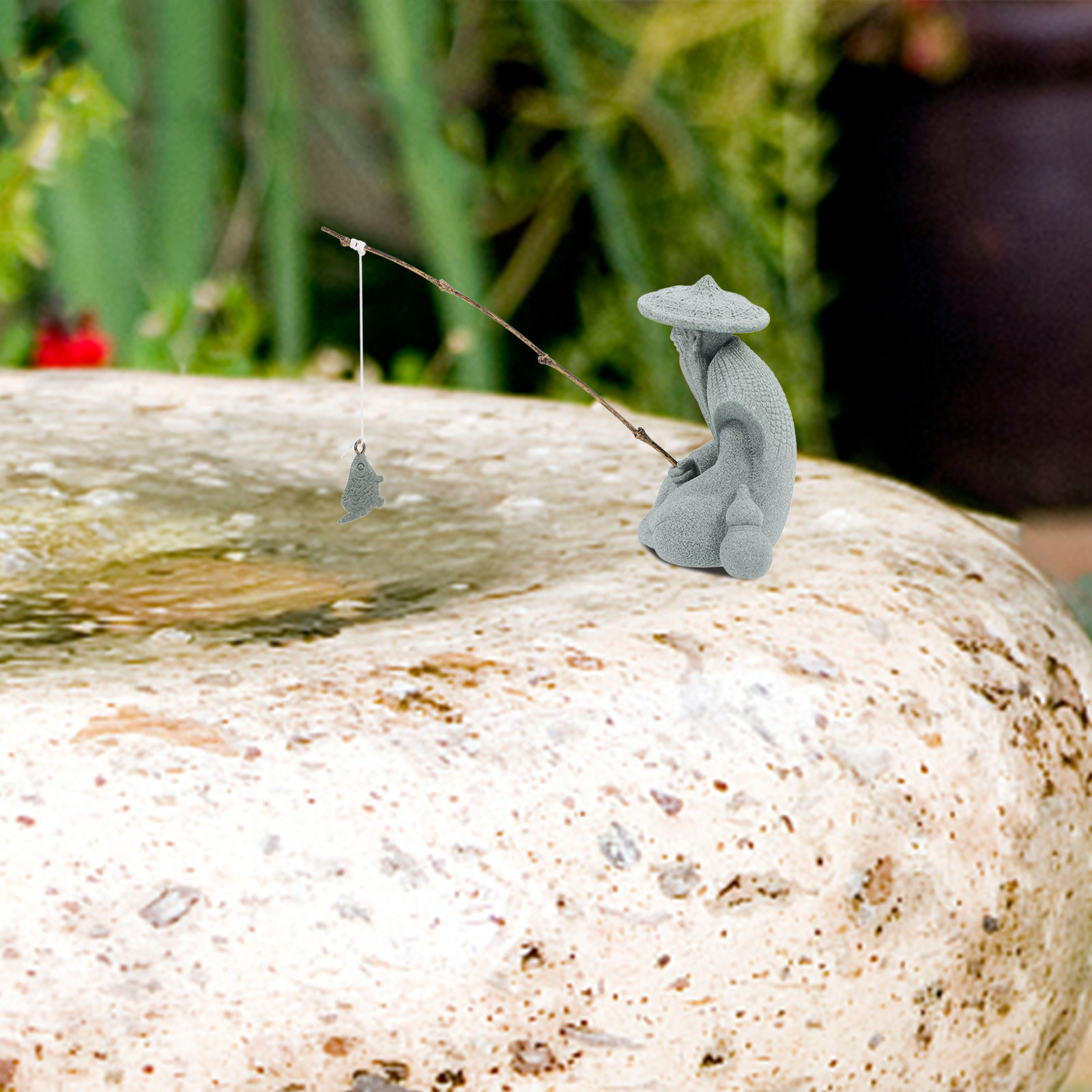 รูปปั้นนักตกปลาขนาดเล็ก ทำจากเ - Bonsai Garden Chinese Garden บทวิจารณ์และราคา
