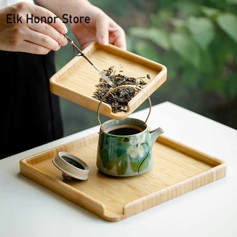 ถาดใส่อาหารทำจากไม้ไผ่ของจีนกล - Bonsai Garden Chinese Garden บทวิจารณ์และราคา